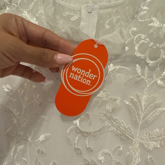 Wonder Nation Girls Illusion Neckline Embroidered Mesh Dress - Picture 6 of 6